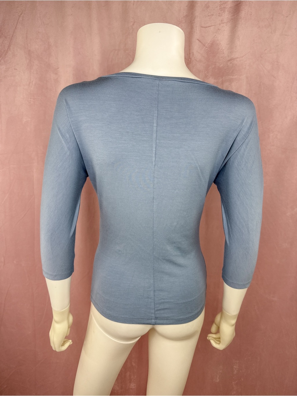 Max Mara Womens Blue Round Neck Jersey Knit Top Size Small Designer Stretch - Picture 3 of 6